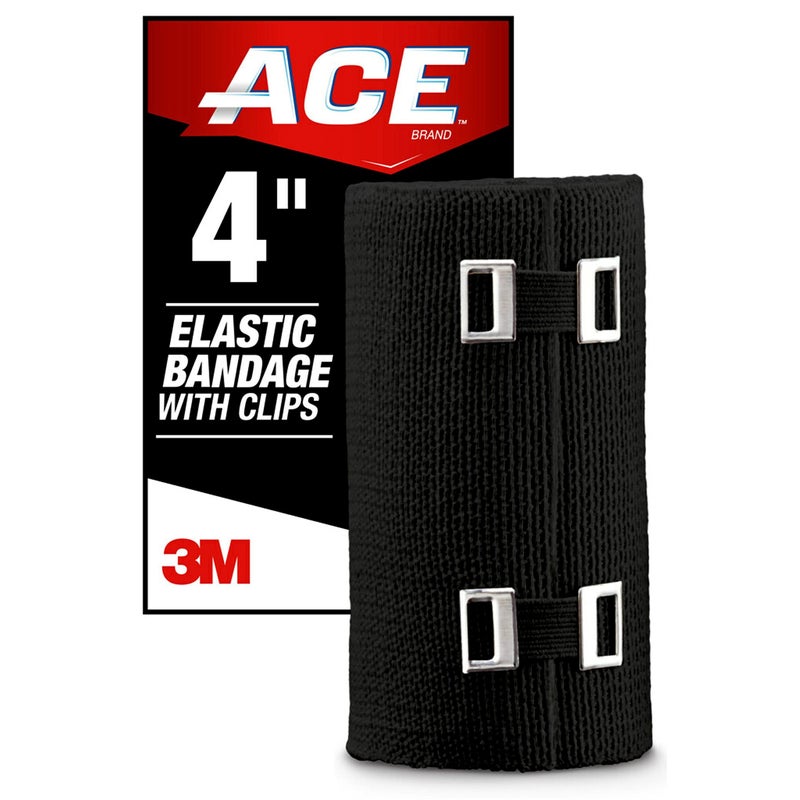 ACE 4 Inch Elastic Bandage with with Clips, Black, Great for Leg, Shoulder and More, 1 Count - Image 2